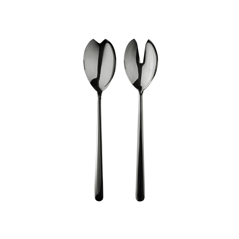 Couverts à salade (fourchette et cuillère) Linea, Or noir