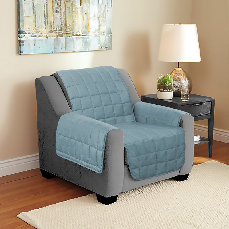 Box Cushion Armchair Slipcover, Blue