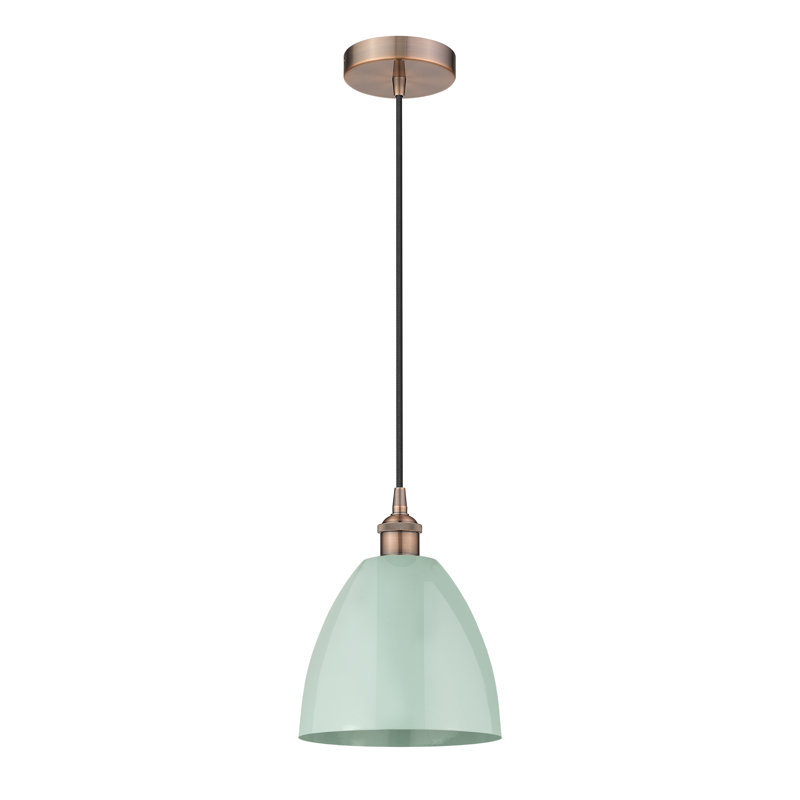 Luminaire suspendu simple à 1 lumière Schiavone, Cuivre antique, Écume de mer