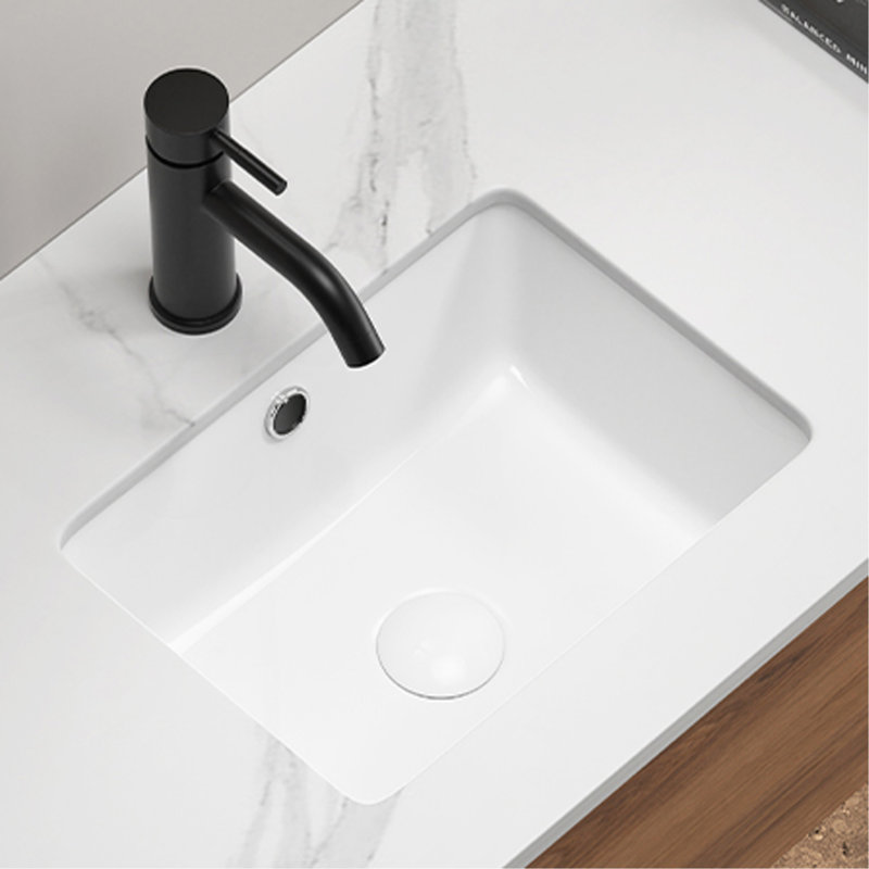 16 Inch Rectangle Undermount Bathroom Sink Under Counter Vanity Sink Opening Size White Porcelain Basin Sink Para Baños