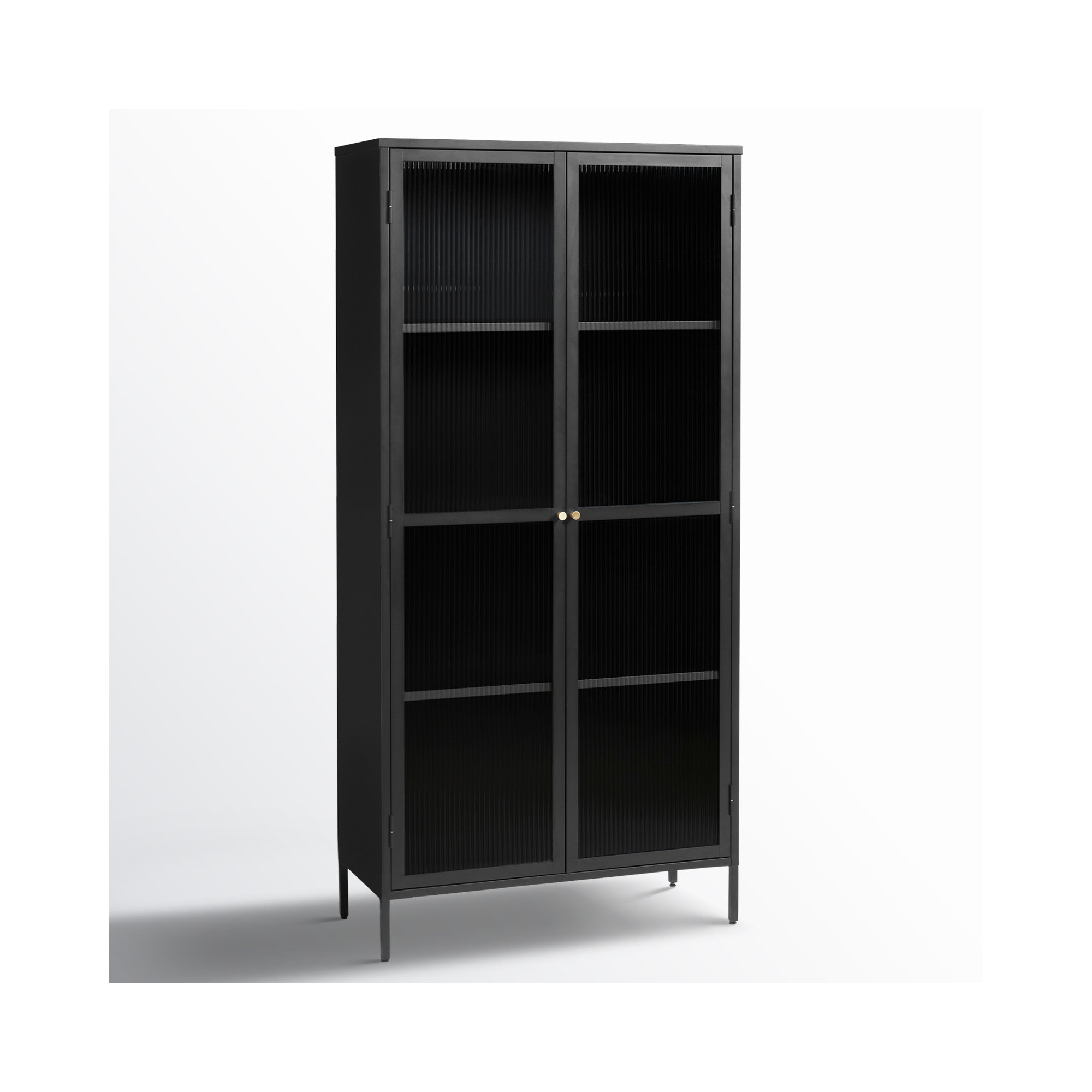 Arnika 75" Fluted Glass Dining Cabinet, Black