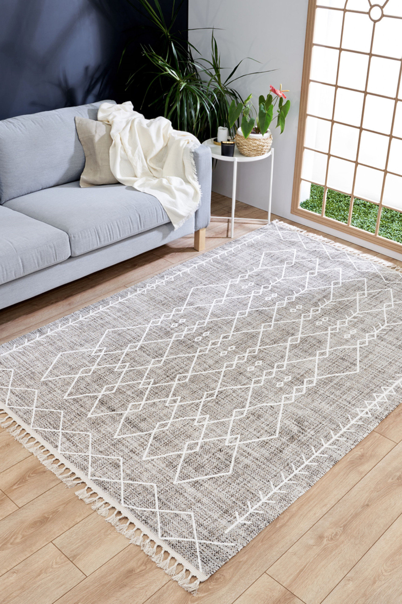 Geometric Machine Woven Cotton/Polyester Area Rug in Gray Foundry Select Rug Size: Rectangle 6'5 x 9'5