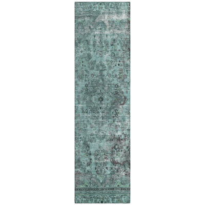 Blazura Teal Washable Indoor-Outdoor Rug - LOOMLAN