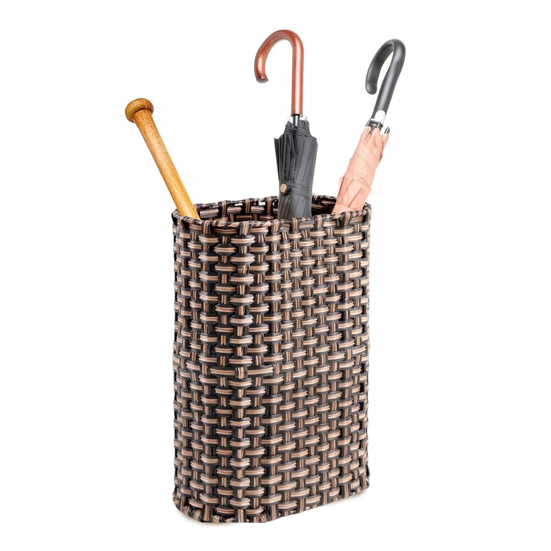 Wicker Umbrella Holder Indoor Outdoor, Decorative Hand Woven Umbrella Stand Rack For Home, Entryway Rustic Farmhouse Multipurpose Narrow Tall Basket