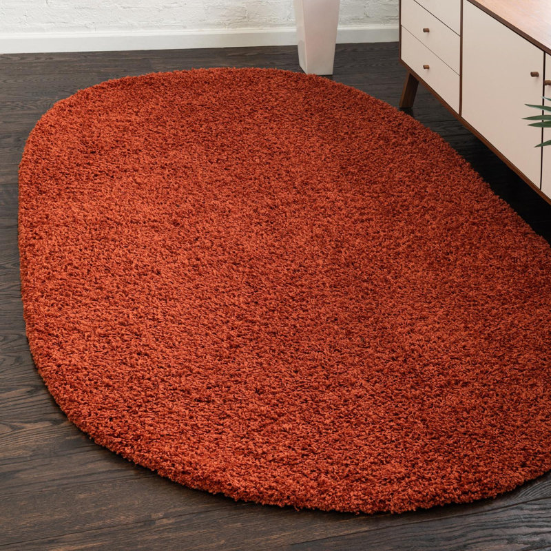 Tapis noir de jais Santoshi, Ovale 5 pi 3 po x 8 pi, Tiger Orange
