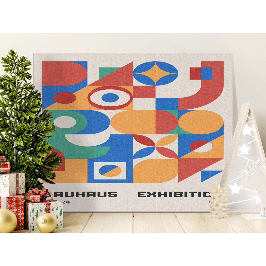 Bauhaus Exhibition Canvas Wall Art, Geometric Abstract Print, Modern Art Decor, Gallery Wrapped Canvas, Ready to Hang, Colorful Shapes