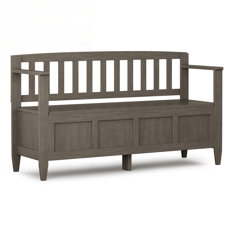 Brooklyn 48"W Solid Wood Contemporary Entryway Storage Bench with Lift-Up Lid, Dark Coffee Brown