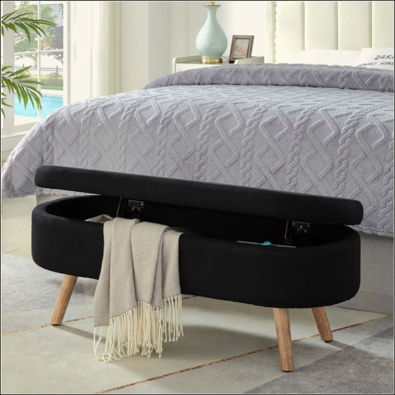 Banc de rangement avec repose-pieds Luxury, Noir