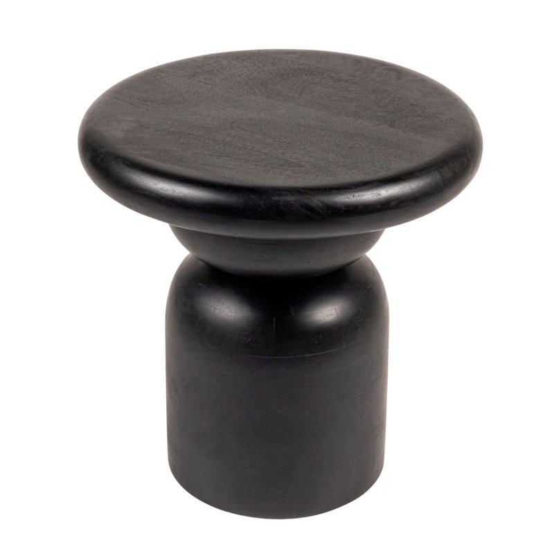Table d'appoint ronde en bois de manguier, Noir