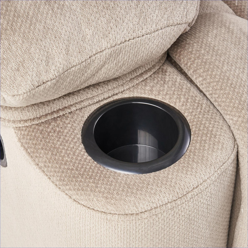 Fauteuil inclinable manuel luxueux en café, tissu doux pour la peau, porte-gobelets doubles