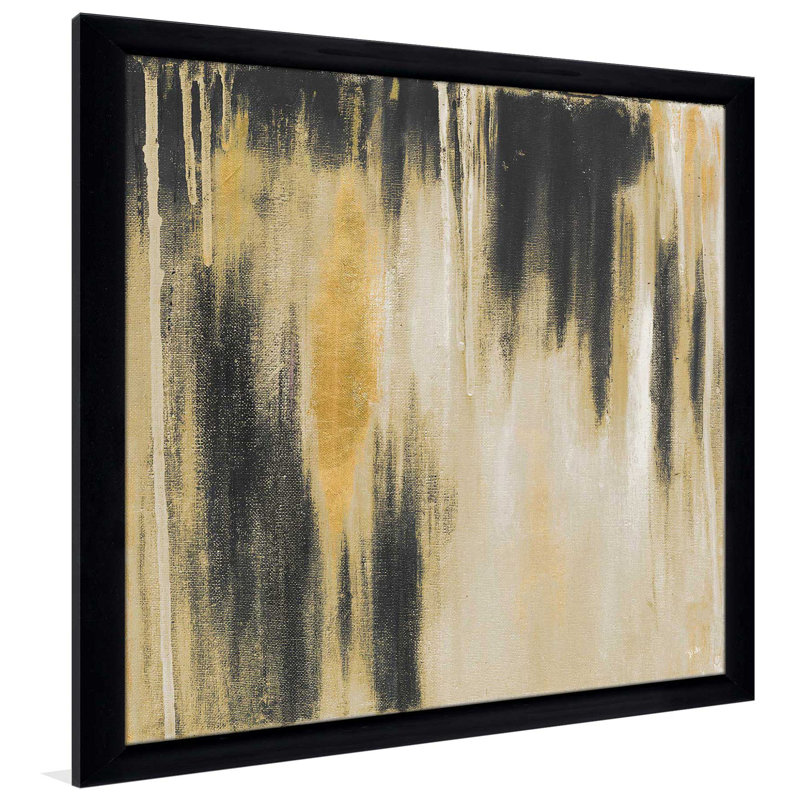 «Gold Paysage II» par Patricia Pinto - reproduction de cadre photo, H 21,5 po x l 27,5 po x P 0,75 po, Cadre noir