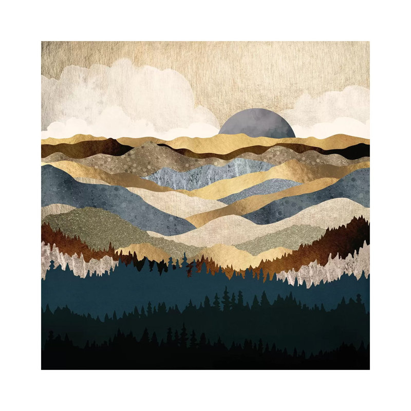 Golden Vista, H 18 po x l 18 po x P 1,5 po, Papier beaux-arts encadré noir, Blanc