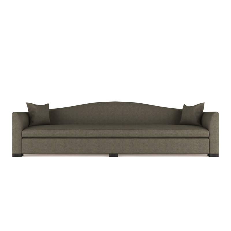 Horatio Camelback Taper Curved-Arm Extra Long Sofa, Pebble Weave Linen Alabaster, Natural, 33" H x 120" W x 40" D