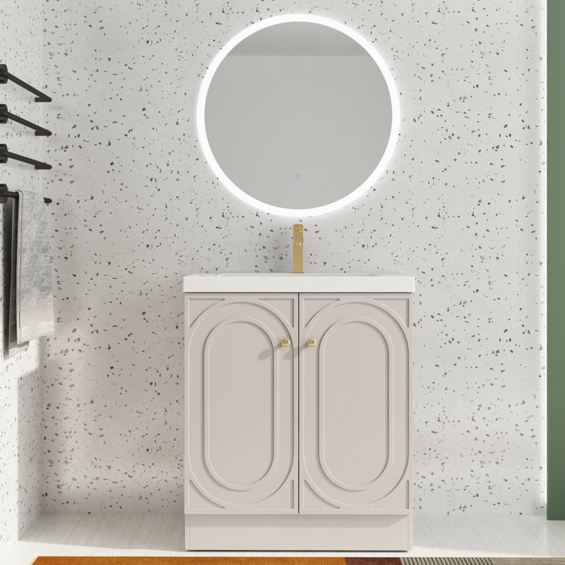 Meuble-lavabo simple autoportant 30 po avec plateau en résine