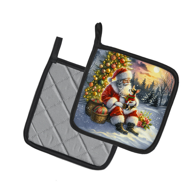 Paire de poignées Chihuahua et Père Noël