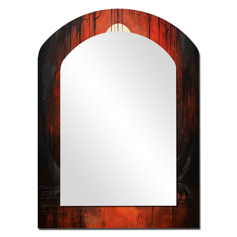 Corail noir Mexique Art The Fall III - art mexicain grand miroir en arche, décor de miroir mural unique asymétrique global, art imprimé en métal