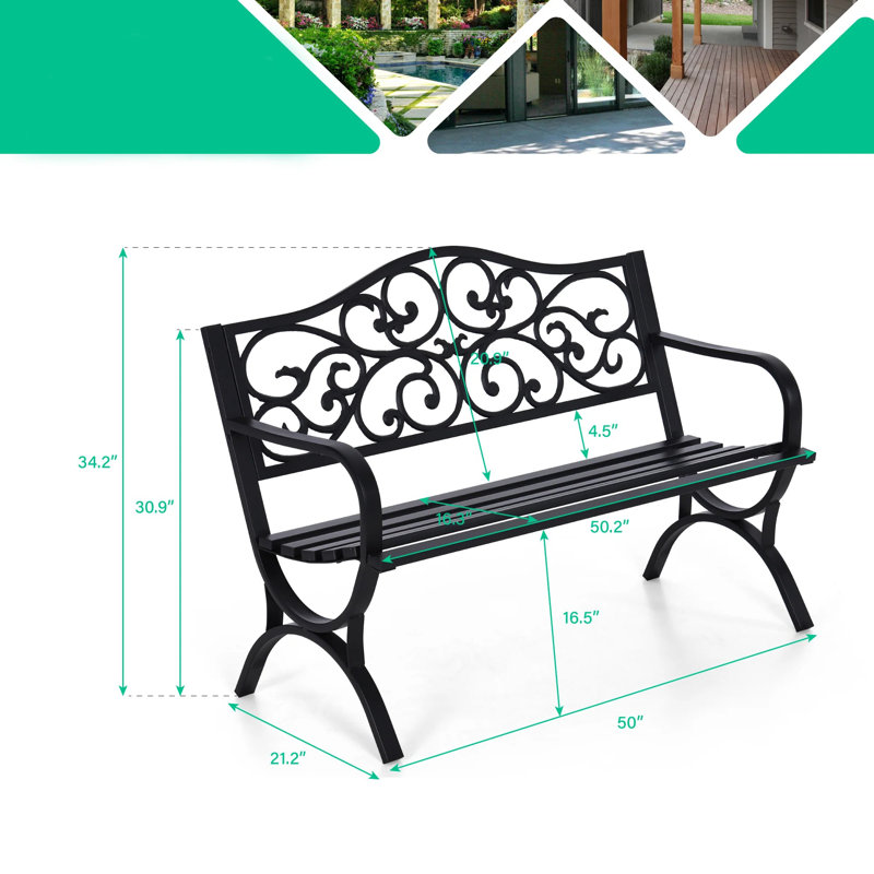 Hudock Metal Park Bench