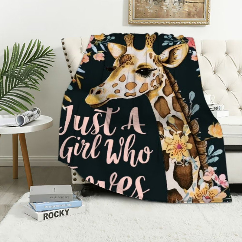 Excellent cadeau de girafe à sensation de main - Jeté mignon en flanelle blanche 30x40inch, L 40 po x l 30 po