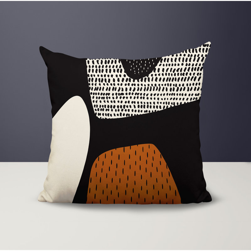 Coussin carré intérieur / extérieur pia, H 15 po x l 15 po, Burnt Orange/Black/Off-White