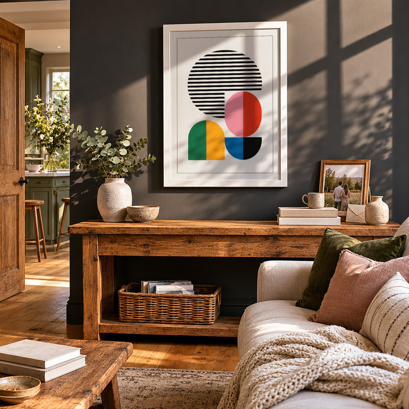 Playful Geometry Geometric - Framed Print, A3 - 42.0 x 29.7 cm, White