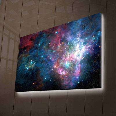 Superbe peinture sur toile décorative à éclairage DEL de 17,7 po x 27,6 po | 100% toile de suède, cadre 100% bois, épaisseur: 1,2 po | Comprend des lumières DEL pour une lueur ambiante parfaite pour la décoration intérieure et les idées de cadeaux