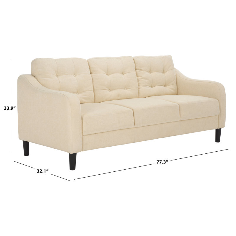 Heuton 77.3'' Recessed Arms Sofa, Cream