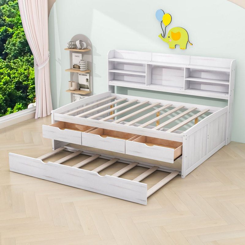 Lit plateforme avec rangement Vihaan, Blanc