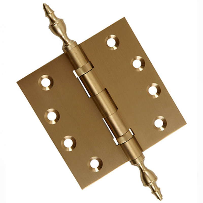Charnière de porte simple à roulement à billes en laiton massif H 4,5 po x l 4,5 po, Laiton satiné