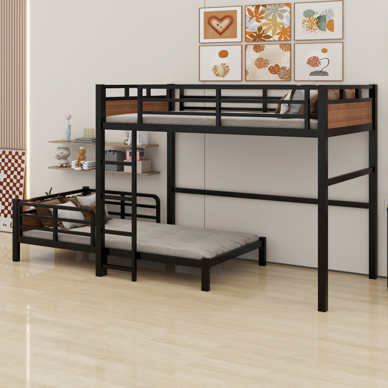 Separable Bunk Beds,With Raised Security Fence, Walnut