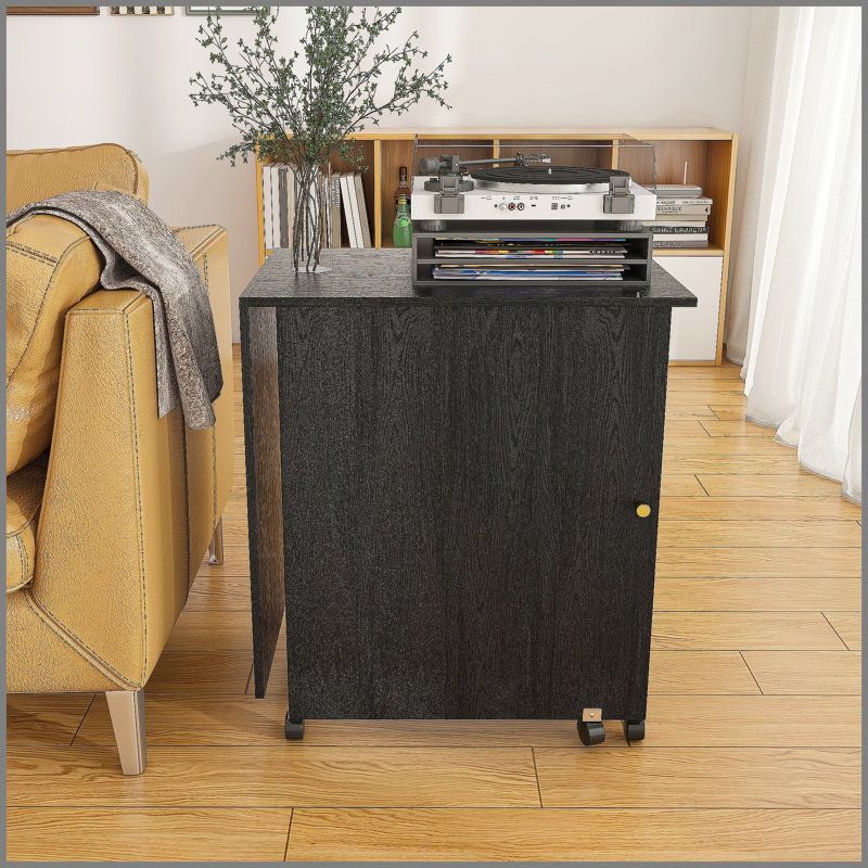 Table de couture pliante 4-en-1 noire 45,67 "avec roues verrouillables - Poste de travail multifonctionnel, table de bout, bureau d'ordinateur et rangement de cuisine avec tablettes, table de machine à coudre roulante pour appartements