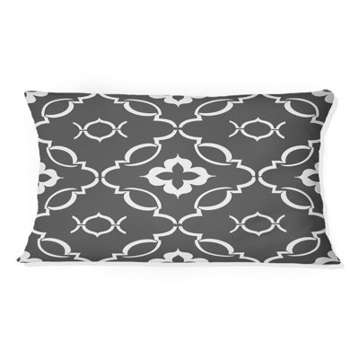Dark Gray Quatrefoil II - Transitional Lumbar Pillow
