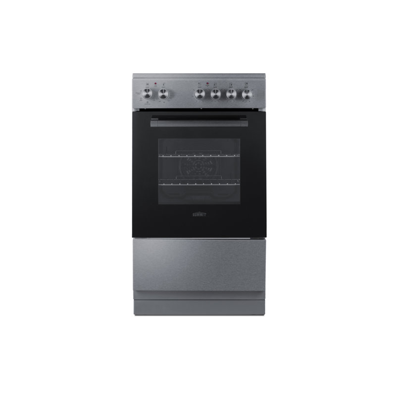 Summit Appliance 20" W Electric Smooth-Top Range, Black/Stainless Steel