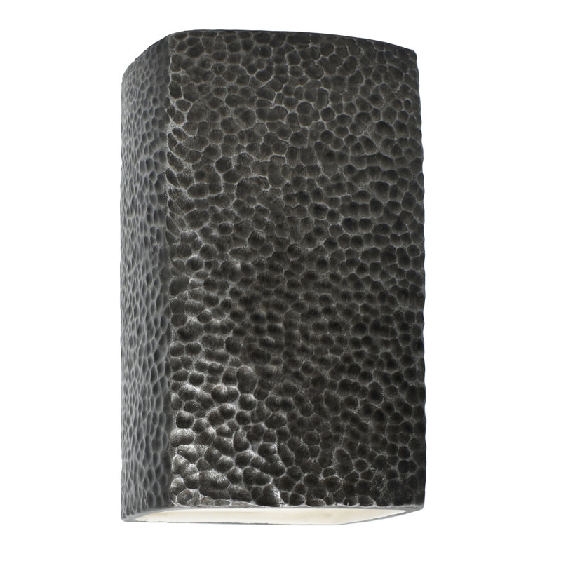 1 - Light Flush Mounted Sconce, 13.5" H x 7.25" W x 6.5" D, Hammered Brass, No