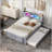 Wood Storage Platform Bed with LED, 2 Drawers and 1 Trundle-2072283132