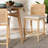 Modern and Contemporary Natural Wood and Rattan Counter Stool