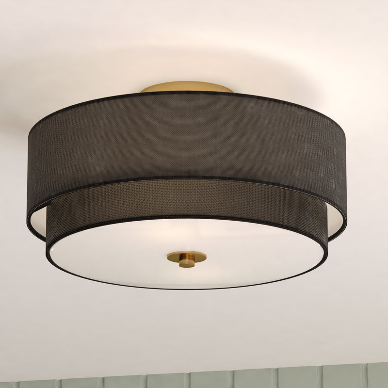  Michellemarie Mid-Century Modern Drum Semi Flush Mount Ceiling Light, 10.75" H x 20.5" W x 20.5" D