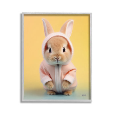 «Cozy Bunny on Yellow», estampe numérique encadrée par RB