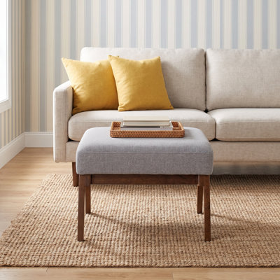 Cue Ottoman Gray Dark Walnut
