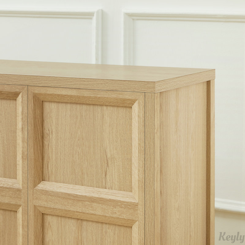 67'' Modern sideboard storage cabinet with tip-on opening, soft-close hinges, and tilt-proof wall mount, bedroom dresser, Oak