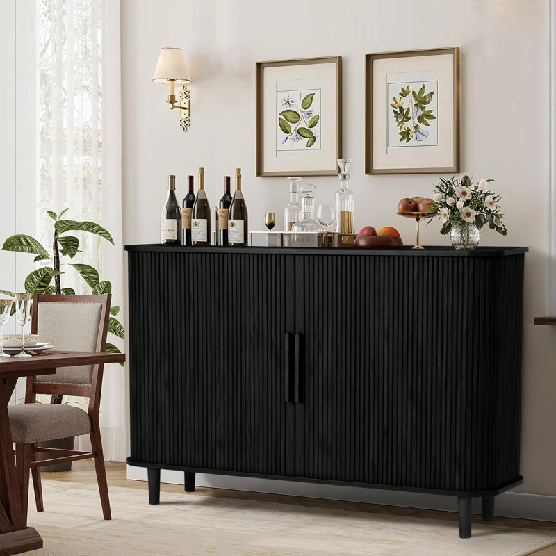 Armoire d'appoint avec portes coulissantes Zandon, Noir