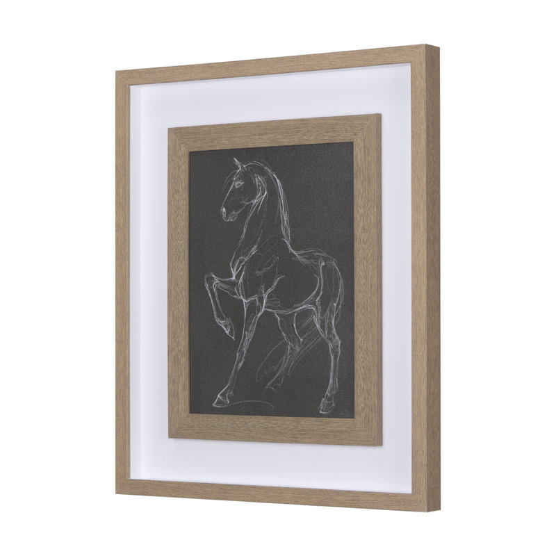 «Horse III Olive a», reproduction d'art encadrée texturée à la main, 21.5L x 1.5W x 41.5H, Horse IV, Brun