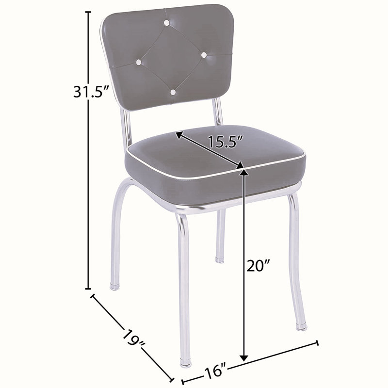 Retro Home Upholstered Tufted Back Dining Chair, Glitter Sparkle Red