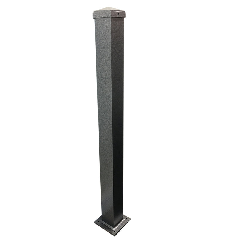 3 in. W Aluminum Post with Welded Base, 44" H x 3" W x 3" D, Silver Vein