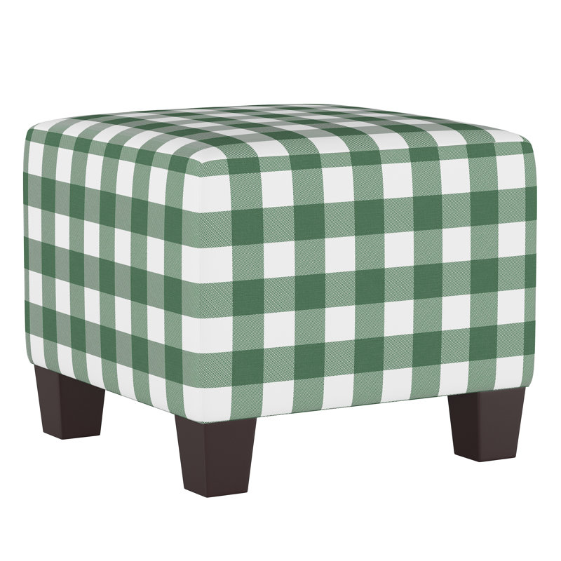 Fernando Upholstered Ottoman, Classic Gingham Evergreen