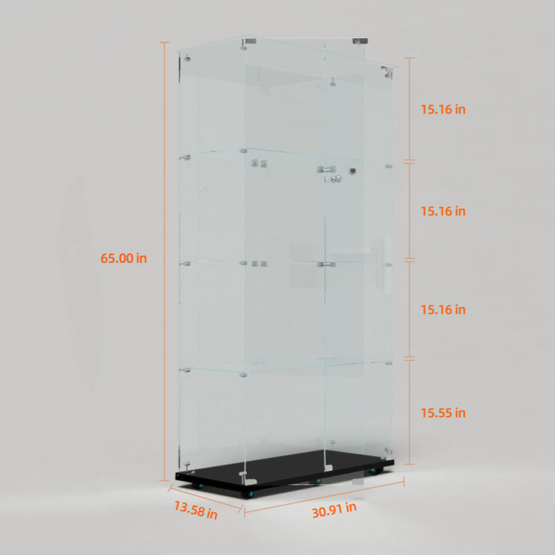 Tempered Glass Display Cabinet,Wine Cabinet, Storage Cabinet,File Cabinet,With Bluetooth LED Strip,Can Be Controlled By Remote Control Or Mobile APP,Swivel Casters,Can Be Placed Anywhere