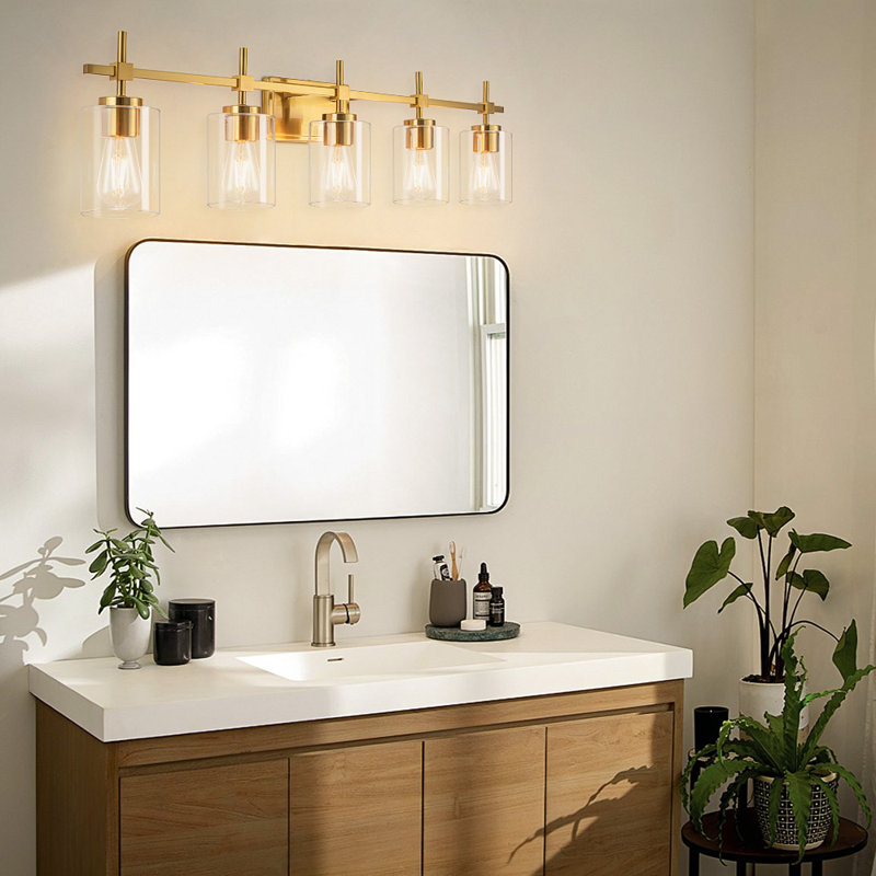 Aviara Lights Dimmable Bathroom Vanity Light Modern Wall Sconce Shade, Gold, Glass