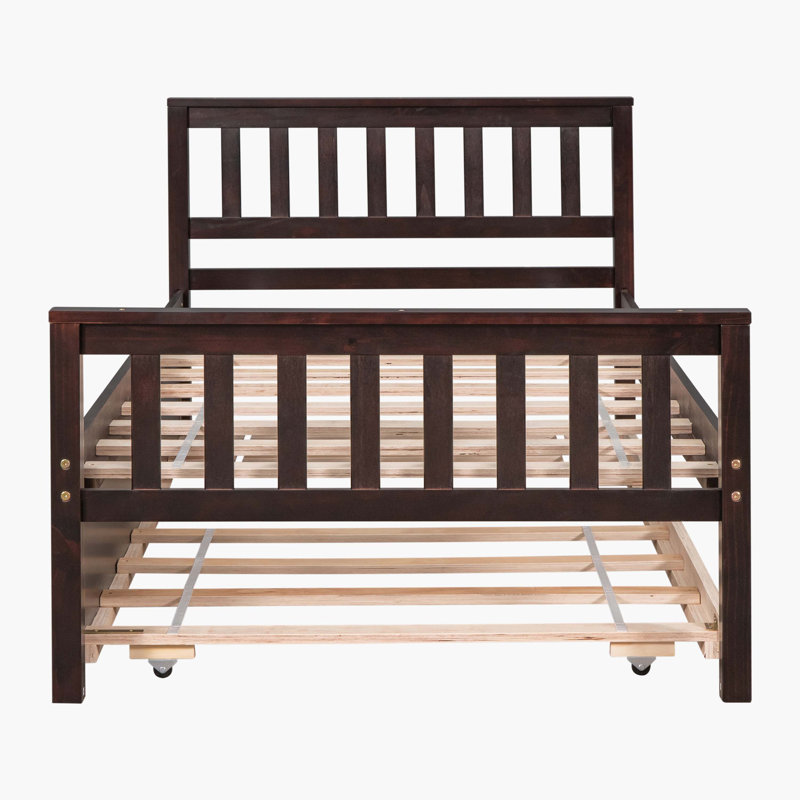Espresso Watsons Platform Bed Featuring Trundle, Headboard, And Footboard – No Box Spring Needed, For Compact Spaces