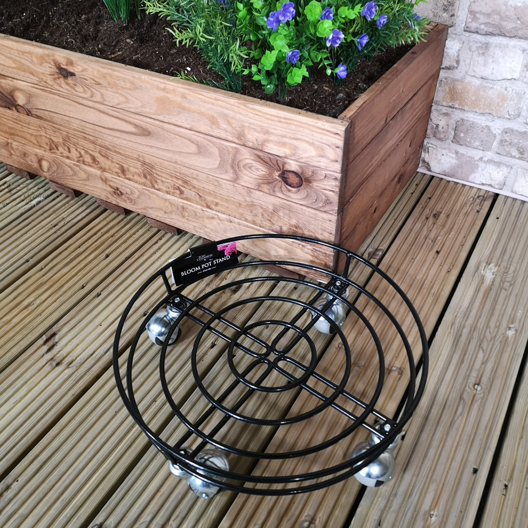 27cm Black Heavy Duty Metal Garden Patio Plant Flower Pot Stand Trolley on Metal Castor Wheels - Samuel Alexander | TJ Hughes - Image 4