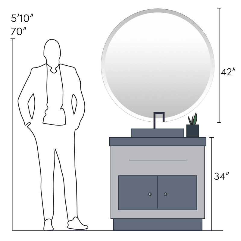18" x 18" Frameless Beveled Rectangular Wall Mirror