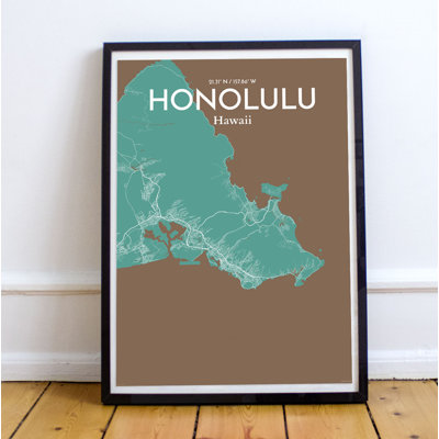 Honolulu City Map - No Frame Print